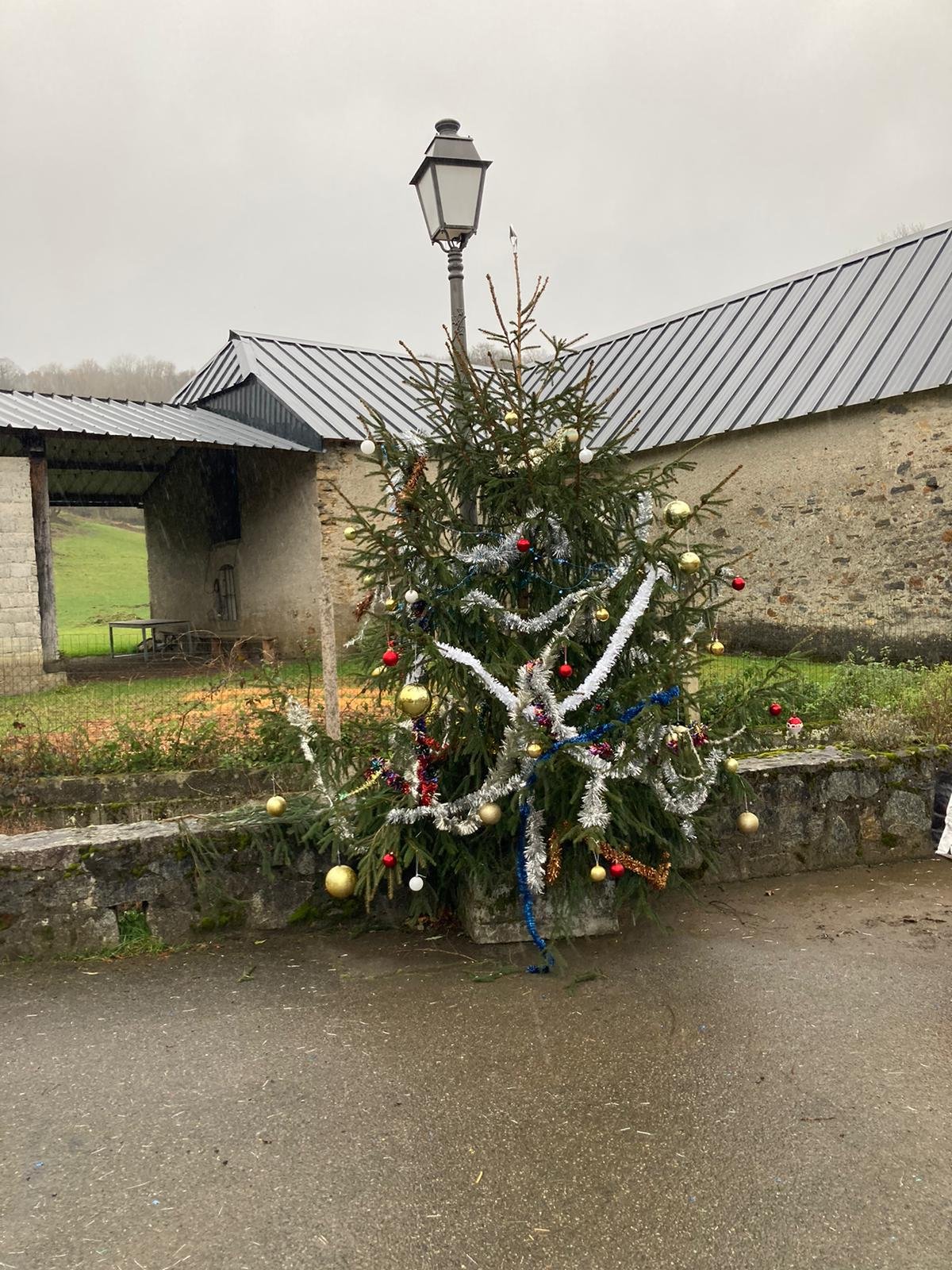 Sapin décoré Le sapin décoré à l'entre du village