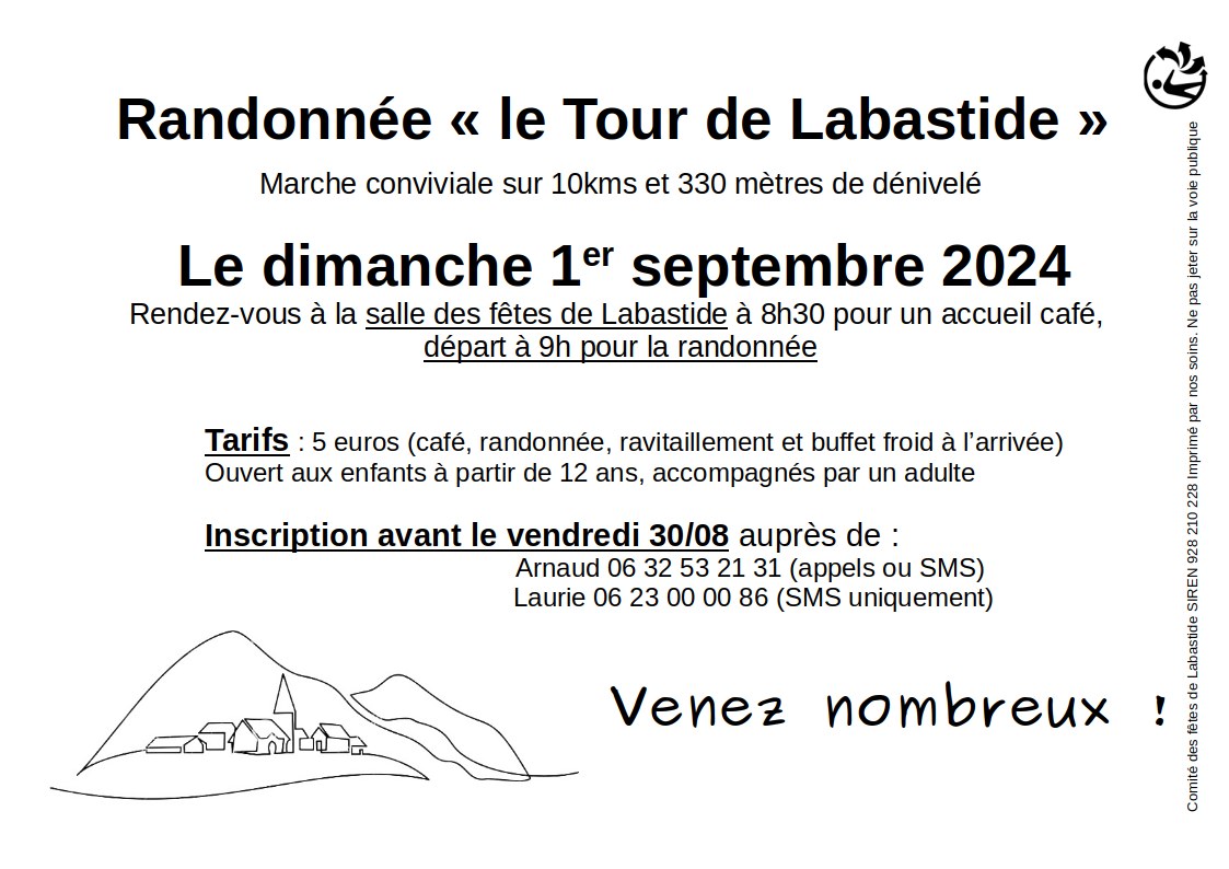 Flyer de la randonnée du tour de Labastide 2024