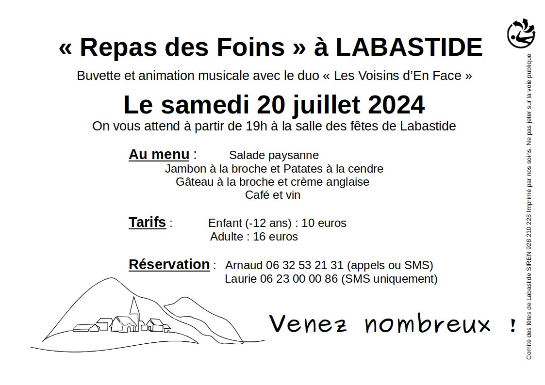Flyer du repas des foins 2024